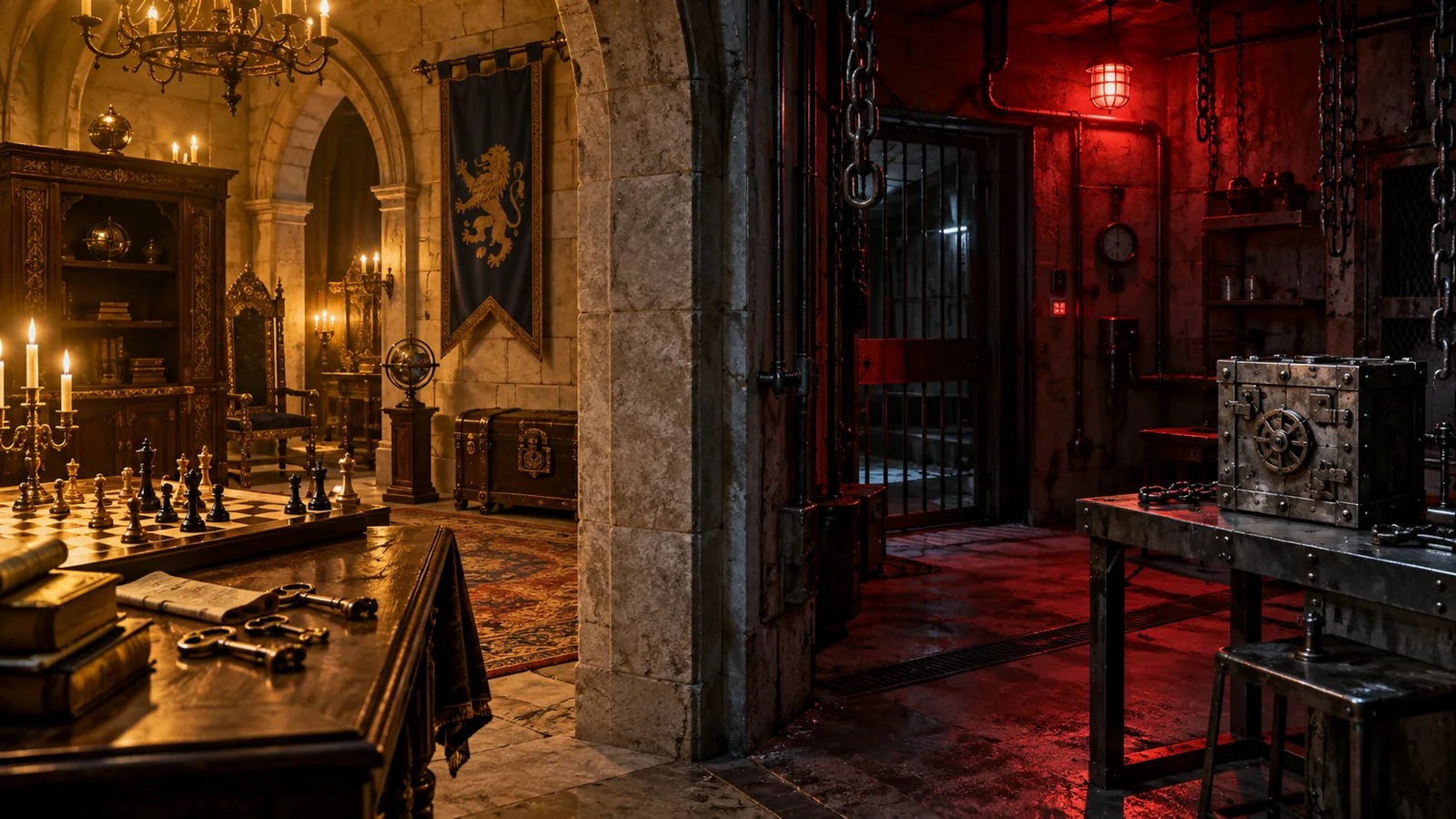 Приключенска царска стая и хорър escape room с червена светлина